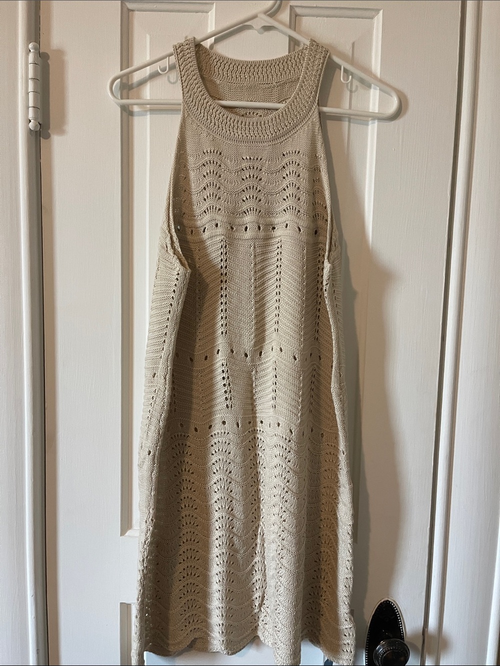 Cupshe Cream Crochet Halter Beach Cover-Up Dress - Picture 2 of 5